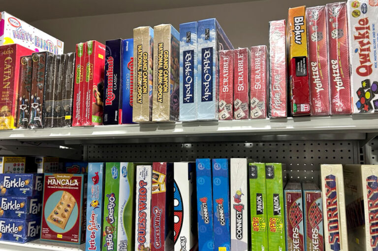games on a shelf