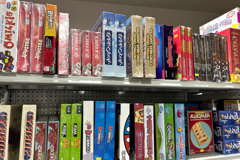 games on a shelf