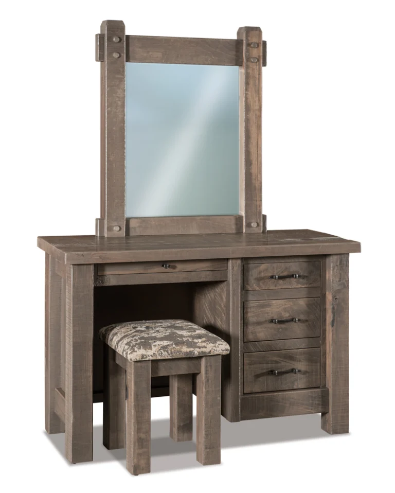 dresser with mirror and stool